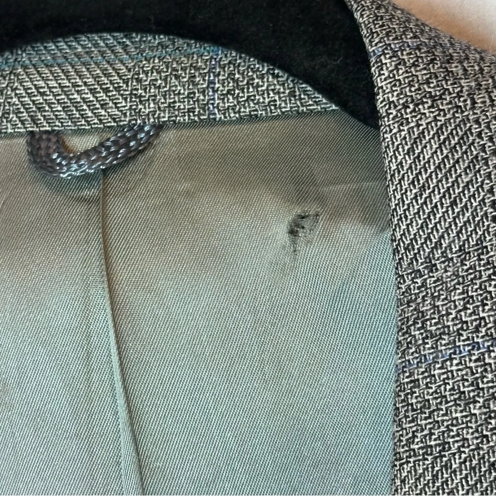 Vtg TALLIA Blazer Sport Coat 46R? Casual Jacket 100% Wool‎ Two Button Grey *READ